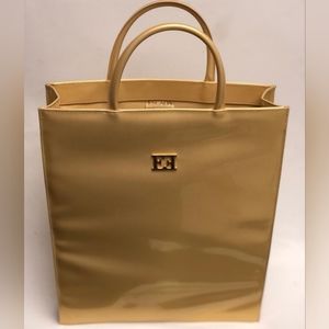 Escada Beaute  Handbag Gold Yellow Patent Gold Leather toiletry tote .
